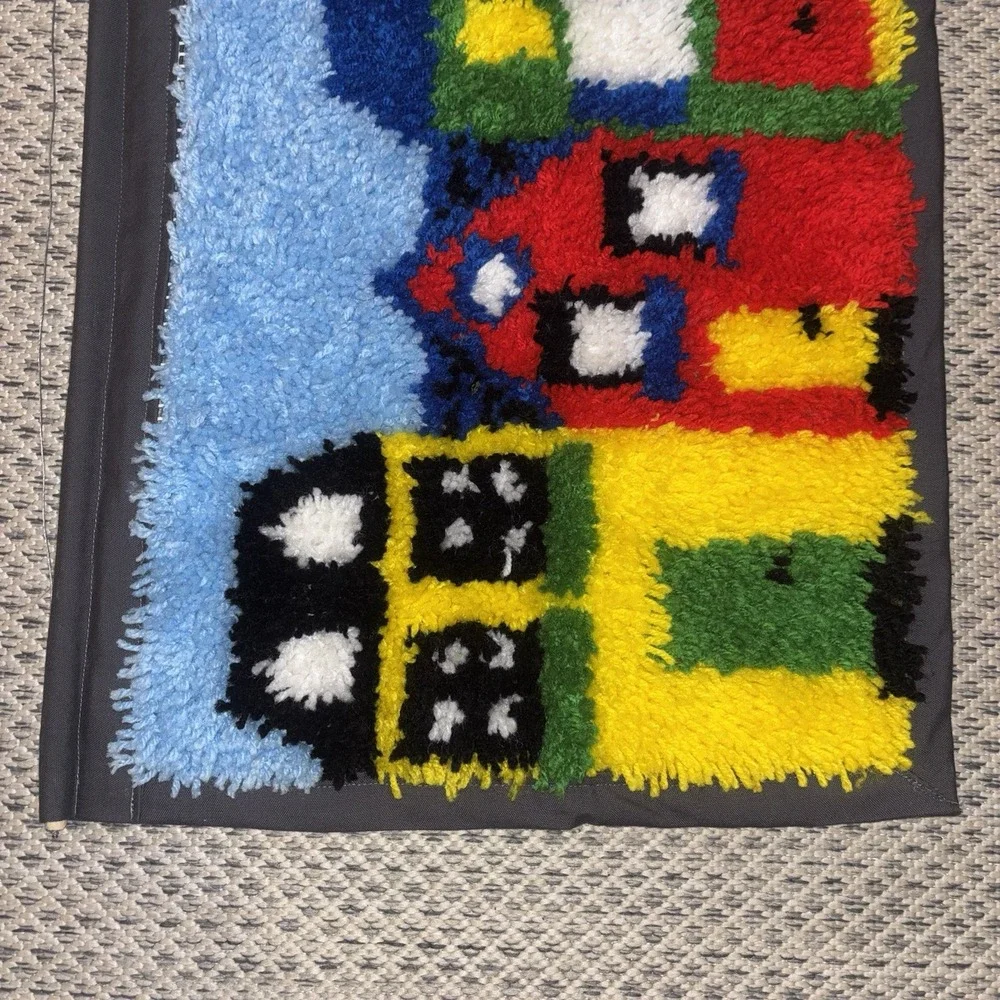 Latch Hook Wall Hanging Decoration Vintage Children Kids Colorful Neighborhood